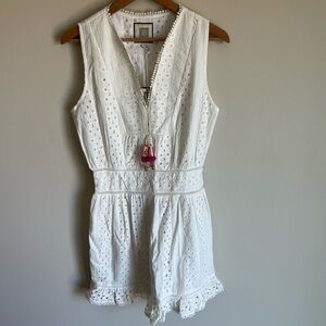 BELL by Alicia Bell NWT White Eyelet Preppy Bridal Beach Dress Size L100% Cotton